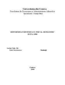 Reformele sistemului fiscal românesc după 1990 - Pagina 1