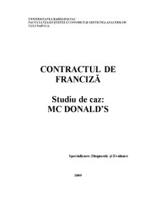 Contractul de franciză - studiu de caz - McDonald’s - Pagina 1