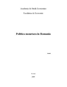 Politica monetara in Romania - Pagina 1
