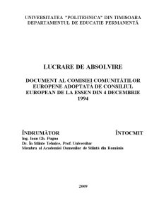 Document al Comisiei Comunitătilor Europene Adoptată de Consiliul European de la Essen din 4 Decembrie 1994 - Pagina 1