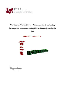 Prezentarea și promovarea unei unități de alimentație publică din Iași - Restaurantul Il Giardino - Pagina 1