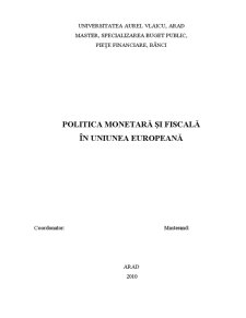 Politica Monetară și Fiscală - Pagina 1