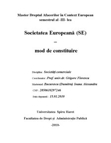 Societatea europeană - mod de constituire - Pagina 1