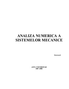 Analiza numerică a sistemelor mecanice - Pagina 1