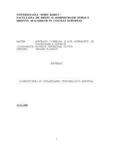 Constituirea și Organizarea Tribunalului Arbitral - Pagina 1