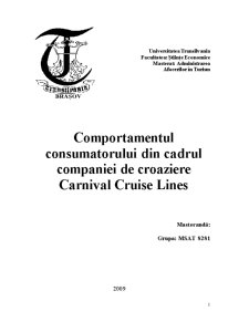 Comportamentul consumatorului din cadrul companiei de croaziere Carnival Cruise Lines - Pagina 1