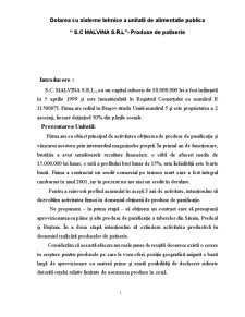 Dotarea cu sisteme tehnice a unității de alimentație publică - SC Malvina SRL - produse de patiserie - Pagina 1