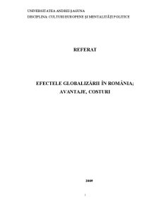 Efectele globalizării în România - avantaje, costuri - Pagina 1