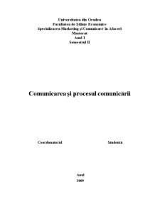 Comunicarea și Procesul Comunicării - Pagina 1