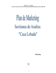 Plan de marketing - secțiunea de analiză - Casa Lebăda - Pagina 1