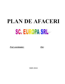 Plan de Afaceri SC Europa SRL - Pagina 1