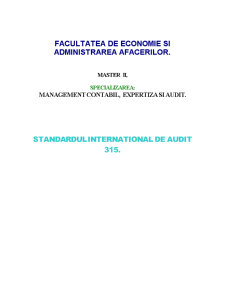 Management contabil, expertiză și audit - standardul internațional de audit 315 - Pagina 1