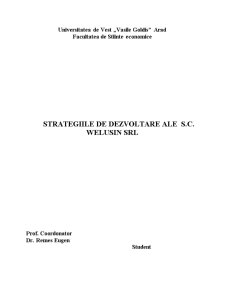 Strategiile de Dezvoltare ale SC Welusin SRL - Pagina 1