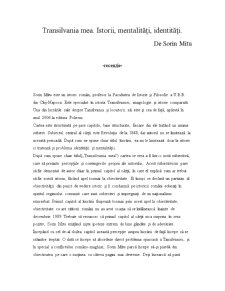 Transilvania mea - istorii, mentalități, identități de Sorin Mîțu - recenzie - Pagina 1