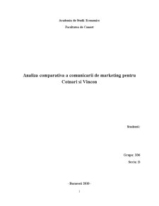 Analiza comunicării de marketing între două mărci - Vincon și Cotnari - Pagina 1