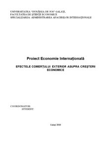 Efectele Comerțului Exterior asupra Creșterii Economice - Pagina 1