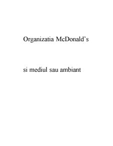 Organizația McDonald's și mediul său ambiant - Pagina 1