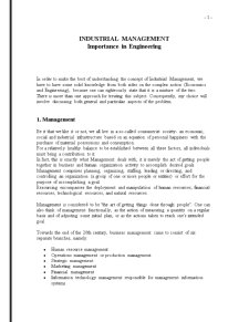 Importance of Industrial Management - Pagina 1
