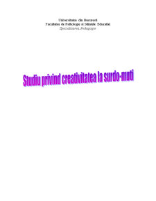 Studiu de Caz Privind Creativitatea la Surdo-muti - Pagina 1