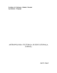 Antropologia culturală și educațională - Pagina 1