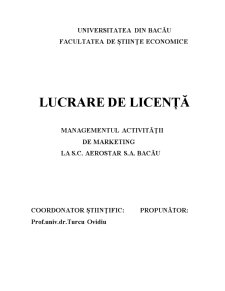 Managementul activității de marketing la SC Aerostar SA Bacău - Pagina 1
