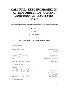 Calculul Electromagnetic al Motorului de Curent Continuu cu Excitație Serie - Pagina 1
