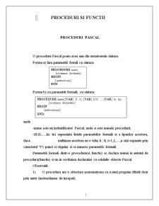 Proceduri și funcții - proceduri Pascal - Pagina 1