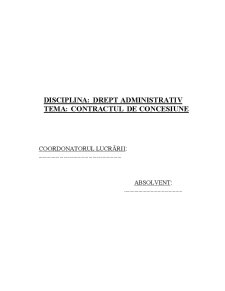 Drept Administrativ - Contractul de Concesiune - Pagina 1