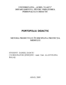 Metoda Proiectului în Disciplina Protecția Mediului - Pagina 1