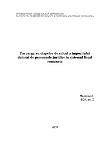 Parcurgerea etapelor de calcul a impozitului datorat de persoanele juridice în sistemul fiscal românesc - Pagina 1