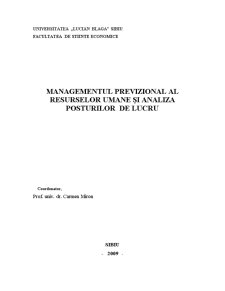 Managementul Previzional al Resurselor Umane și Analiza Posturilor de Lucru - Pagina 1