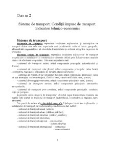 Sisteme de transport - condiții impuse de transport - indicatori tehnico-economici - Pagina 1