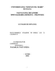 Neologisme italiene în opera lui George Călinescu - Pagina 1