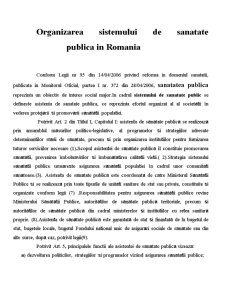 Organizarea sistemului de sănătate publică în România - Pagina 1