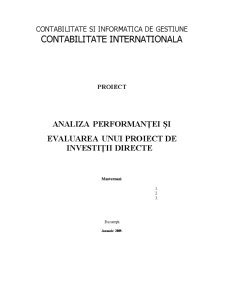 Analiza Performanței și Evaluarea unui Proiect de Investiții Directe - Pagina 1