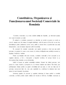 Constituirea, organizarea și funcționarea unei societăți comerciale în România - Pagina 1
