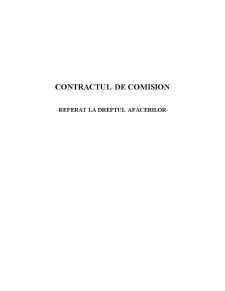 Contractul de Comision - Dreptul Afacerilor - Pagina 1