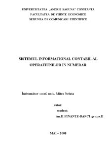 Sistemul informațional al operațiunilor în numerar - Pagina 1
