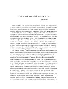 Recenzie de carte - Cum se scrie o teză de licență de Umberto Eco - Pagina 1