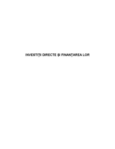 Investiții Directe și Finanțarea Lor - Pagina 1