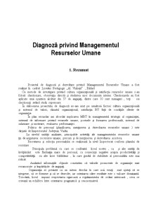 Diagnoză privind managementul resurselor umane într-o unitate de învățământ - Pagina 1
