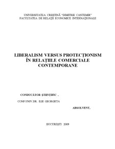 Liberalism versus Protecționism în Relațiile Comerciale Contemporane - Pagina 1