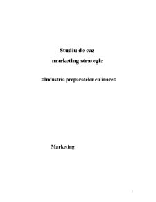 Studiu de Caz Marketing Strategic - Industria Preparatelor Culinare - Pagina 1