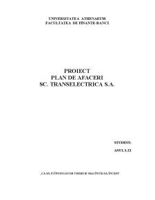 Plan de Afaceri - SC Transelectrica SA - Pagina 1