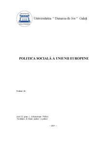 Politica Socială a Uniunii Europene - Pagina 1
