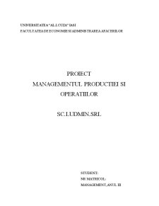 Managementul producției și operațiilor - SC Ludmin SRL - Pagina 1