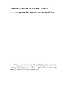 Considerații Privind Răspunderea Juridică Contravențională de Mediu în Dreptul Românesc - Pagina 1