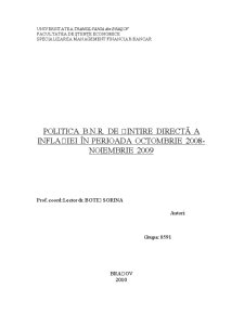 Politica BNR de țintire a inflației în perioada noiembrie 2008 - octombrie 2009 - Pagina 1