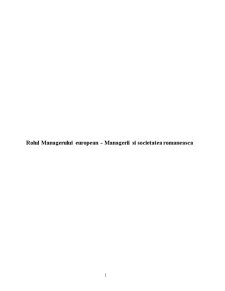 Rolul managerului european - managerii și societatea românească - Pagina 1