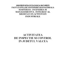 Activitatea de inspecție și control în Județul Vâlcea - Pagina 1